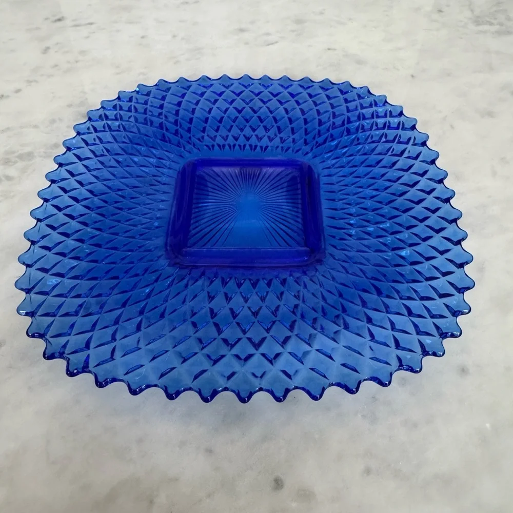 Vintage Blue Glass Plate - Picture 1 of 2
